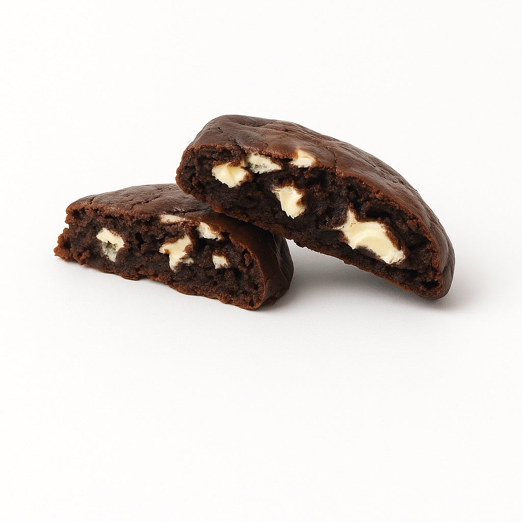 Chocoo white chips cut soft-baked cookie on white background 
