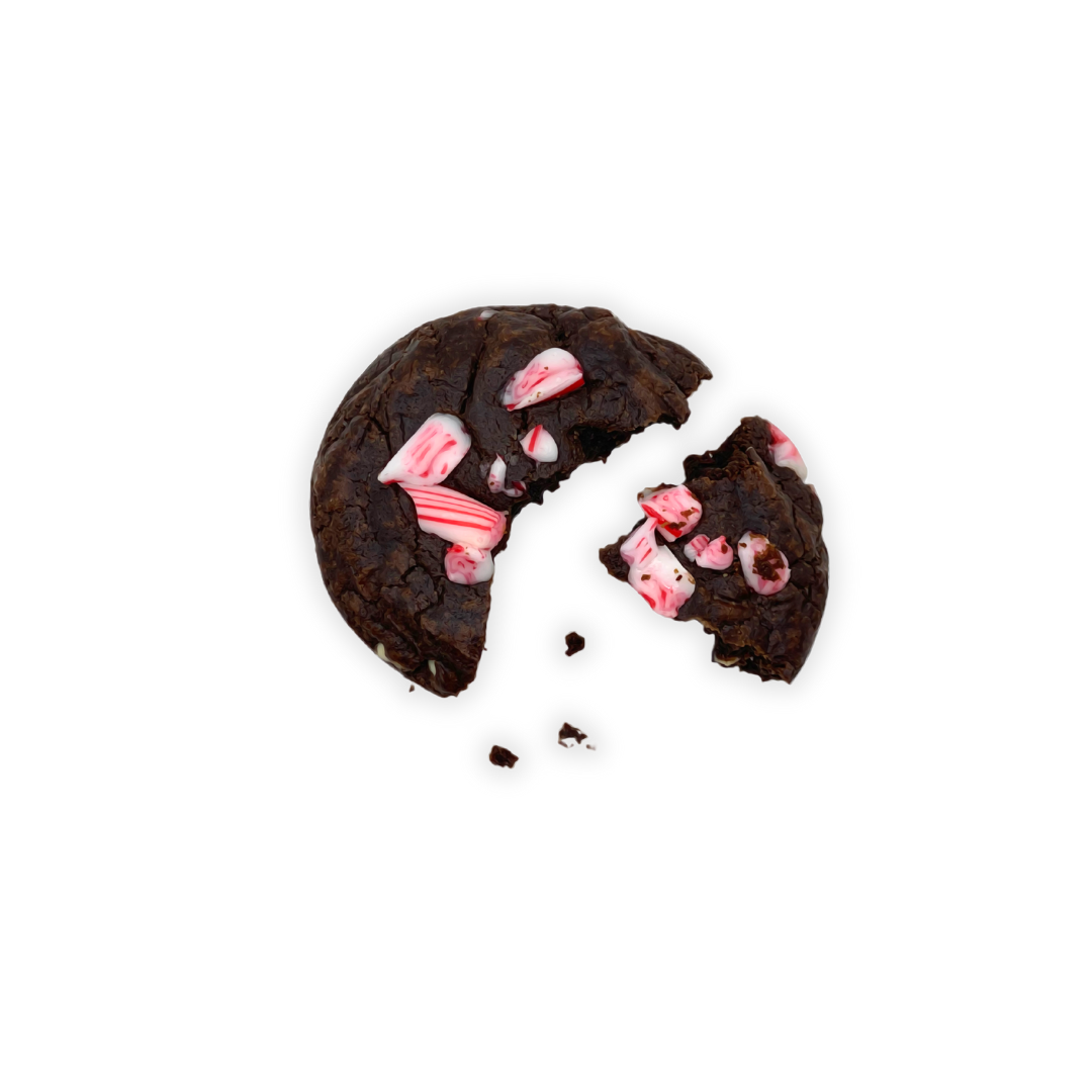 cocoa cookie with crushed candy cane peppermint flavor