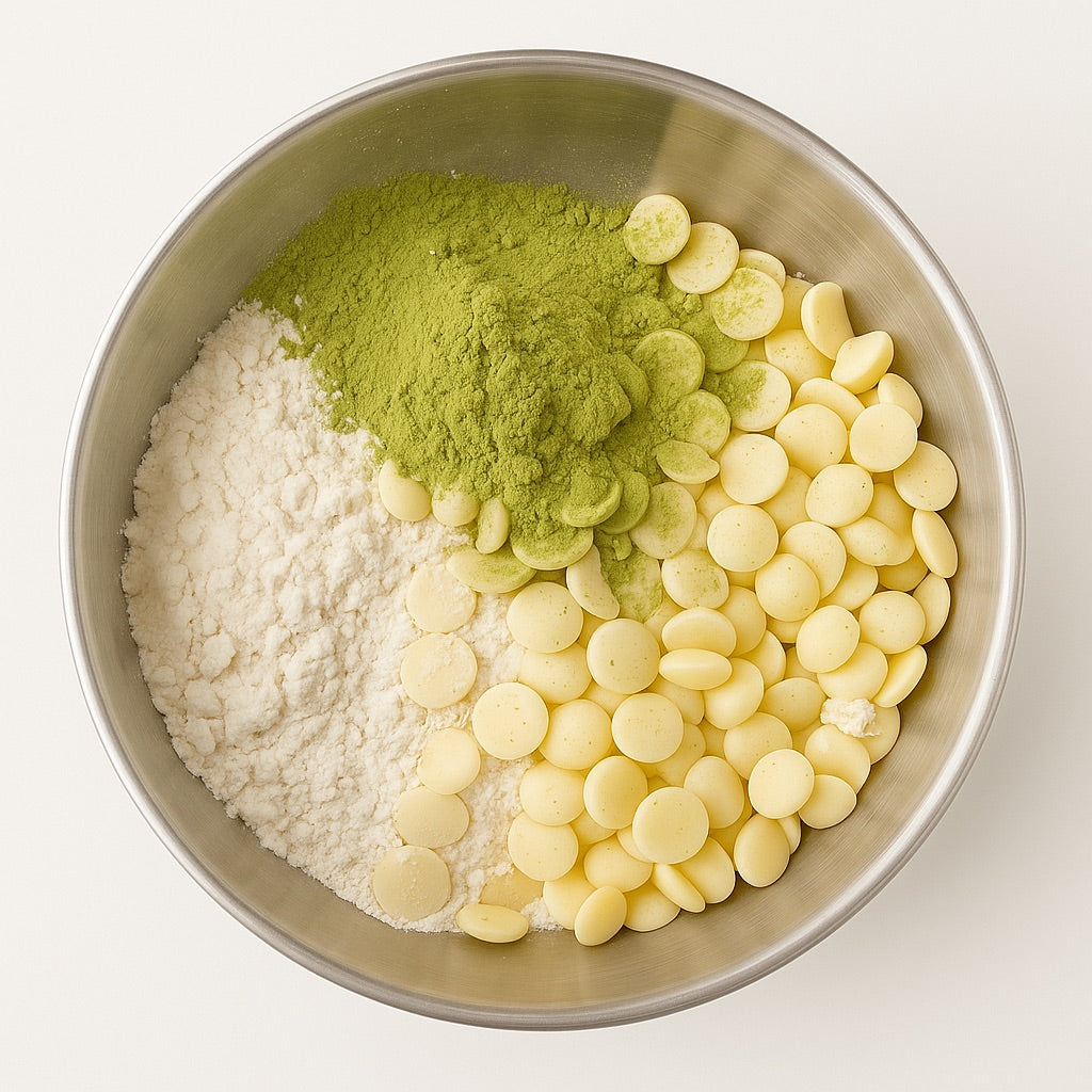 ingredients to make Q matcha cookie 