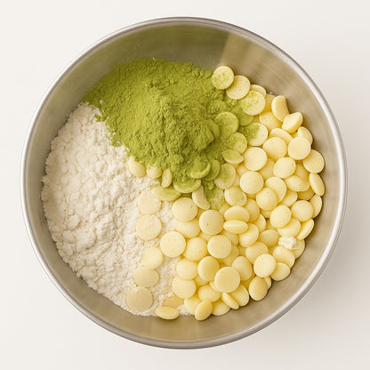 ingredients to make Q matcha cookie 